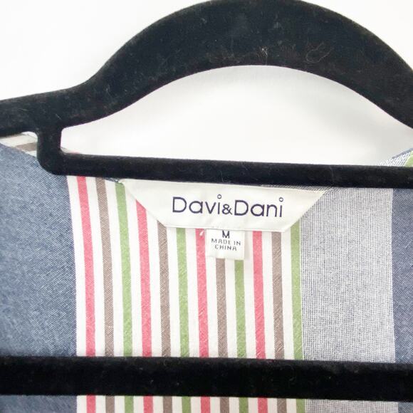 Davi & Dani Medium Womens Multicolor Striped Blue Flowy Sleeveless Wrap Dress - Picture 5 of 8